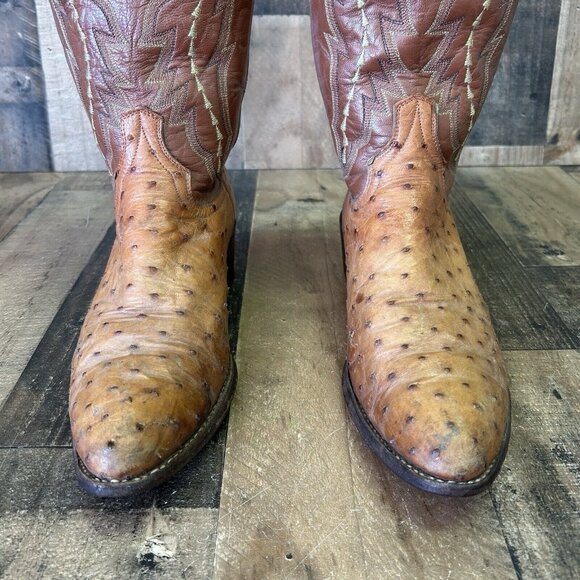 Dan Post Vintage Full Quill Ostrich Western Cowboy Boots Mens 9.5 D - Picture 10 of 12